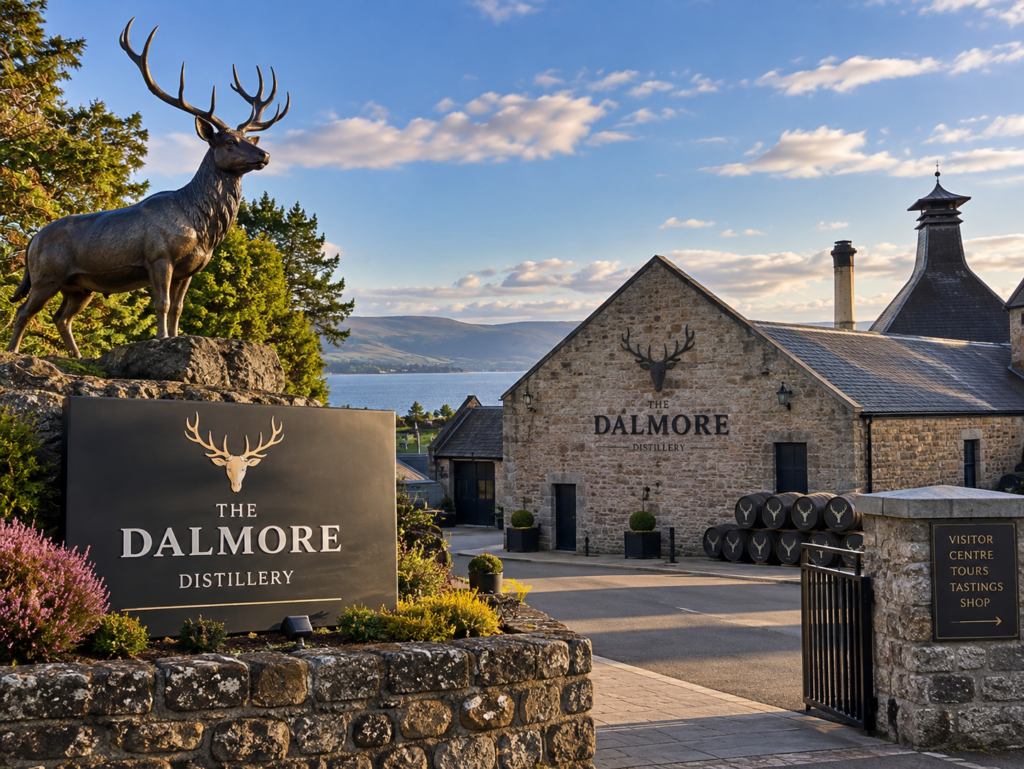 The Dalmore distillery with its stag emblem